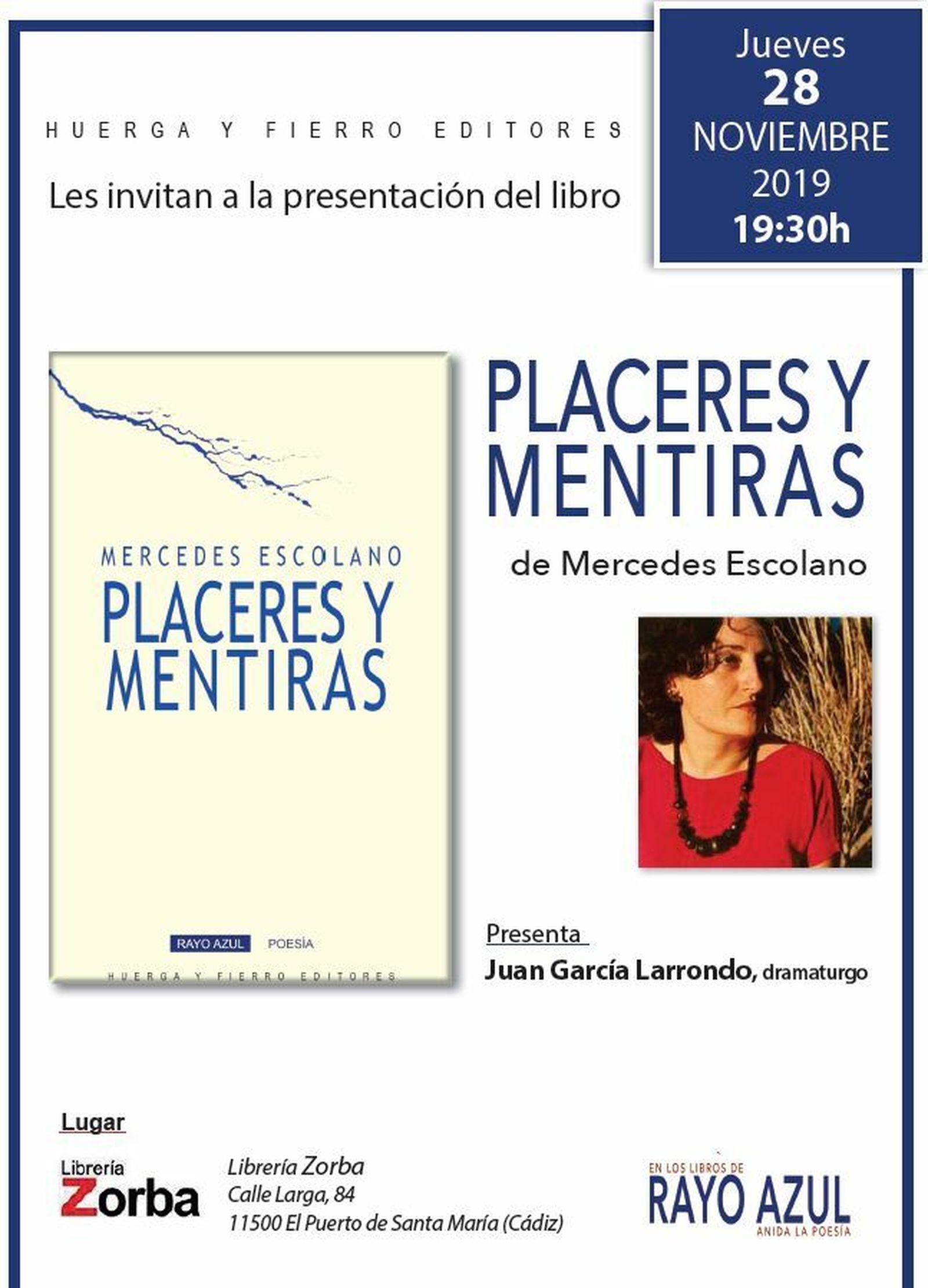 'Placeres y mentiras' se presenta en Librería Zorba
