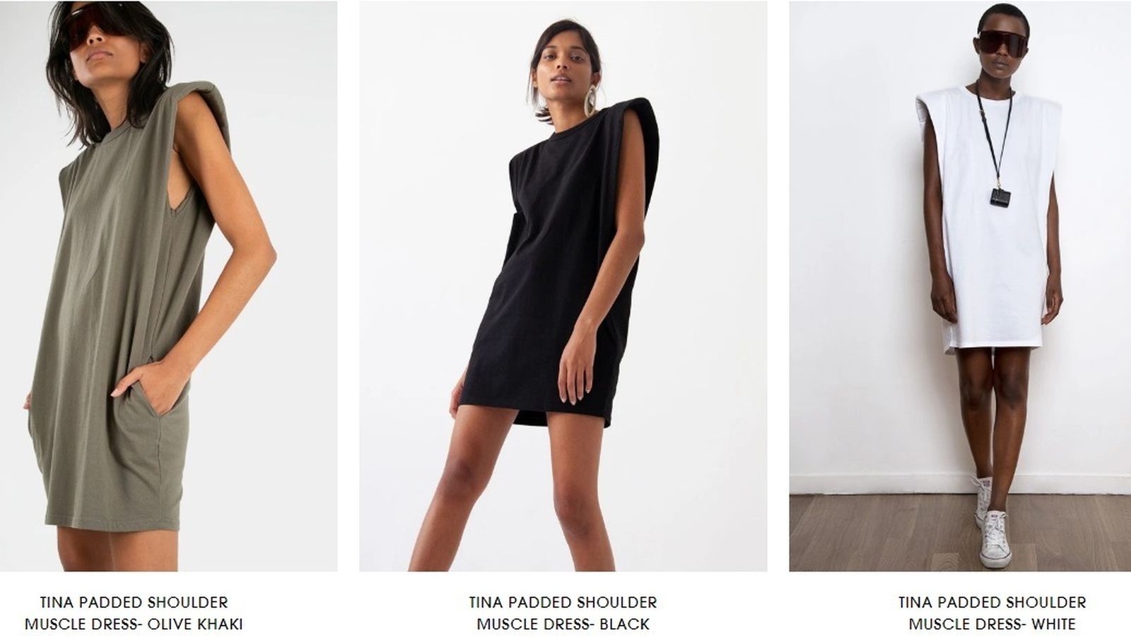 Vestidos con hombreras de The Frankies Shop.