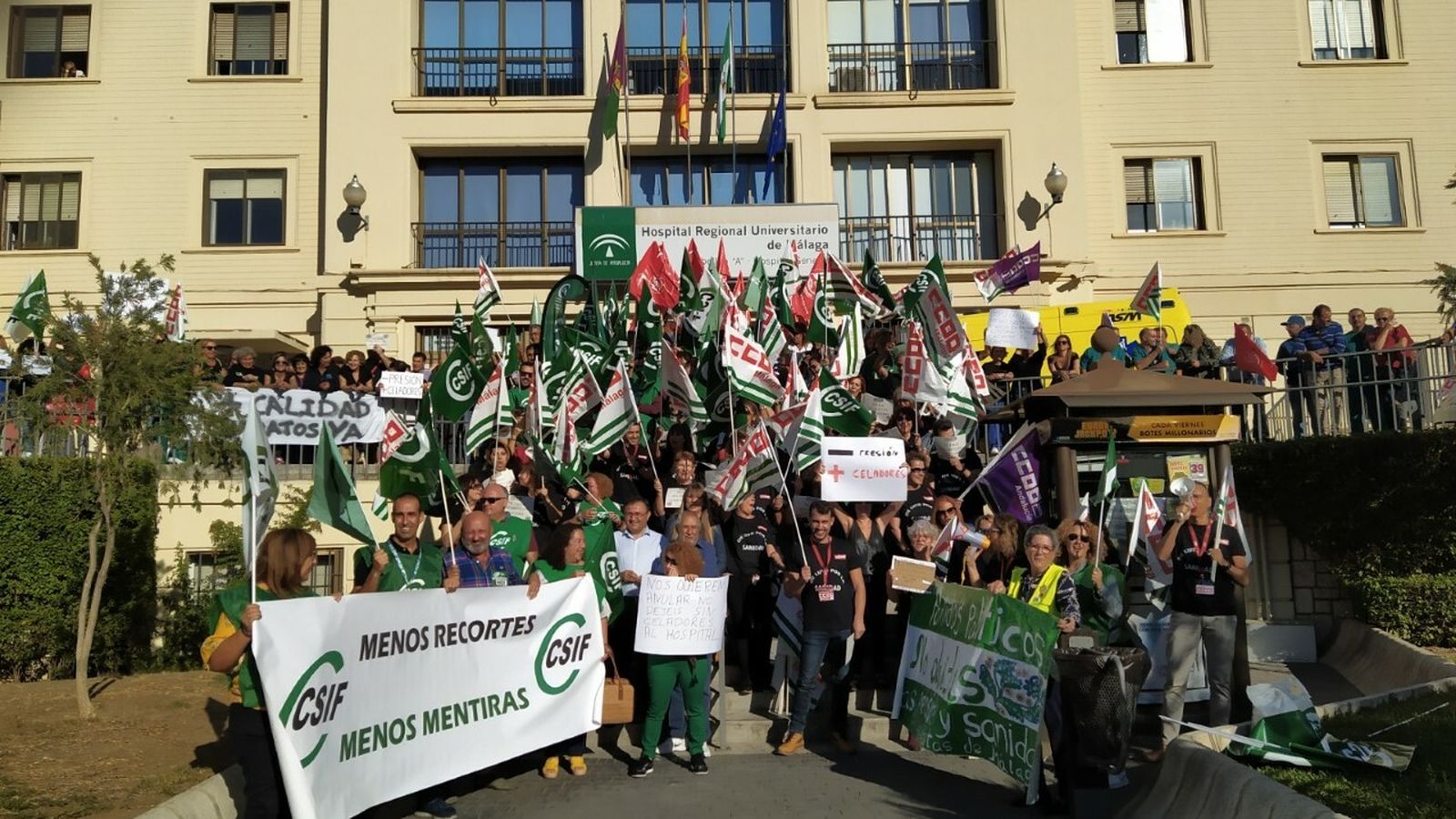 Concentración de este jueves de UGT, CCOO y CSIF