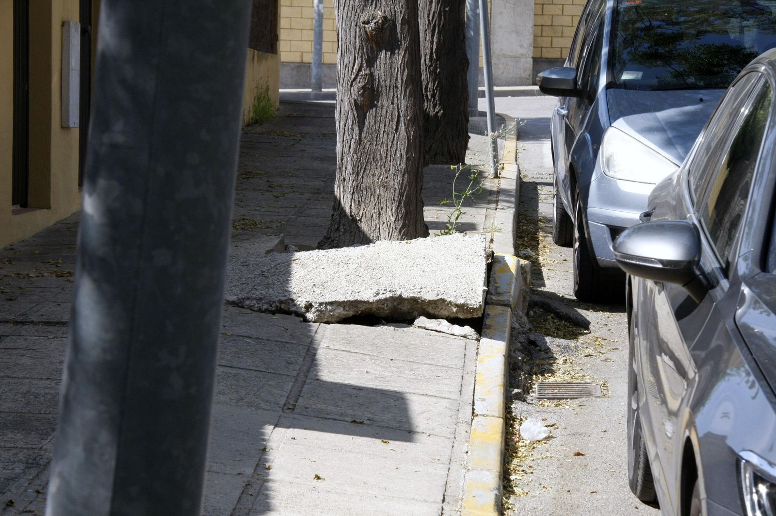 Una imagen del estado en el que se encuentran las aceras de la calle Bolardo, en El Ancla.