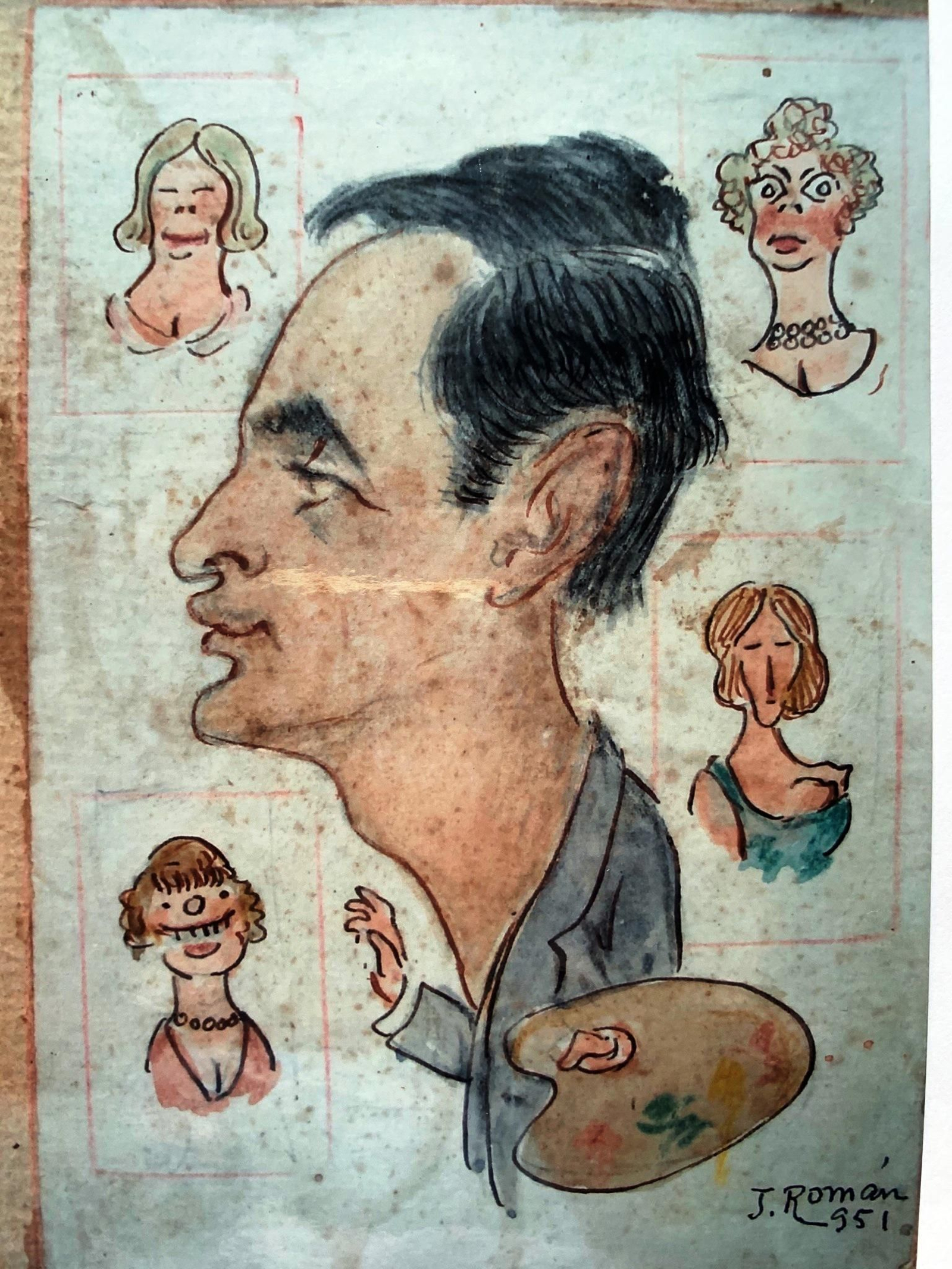 Caricatura de Benítez Santos por José Román, 1951
