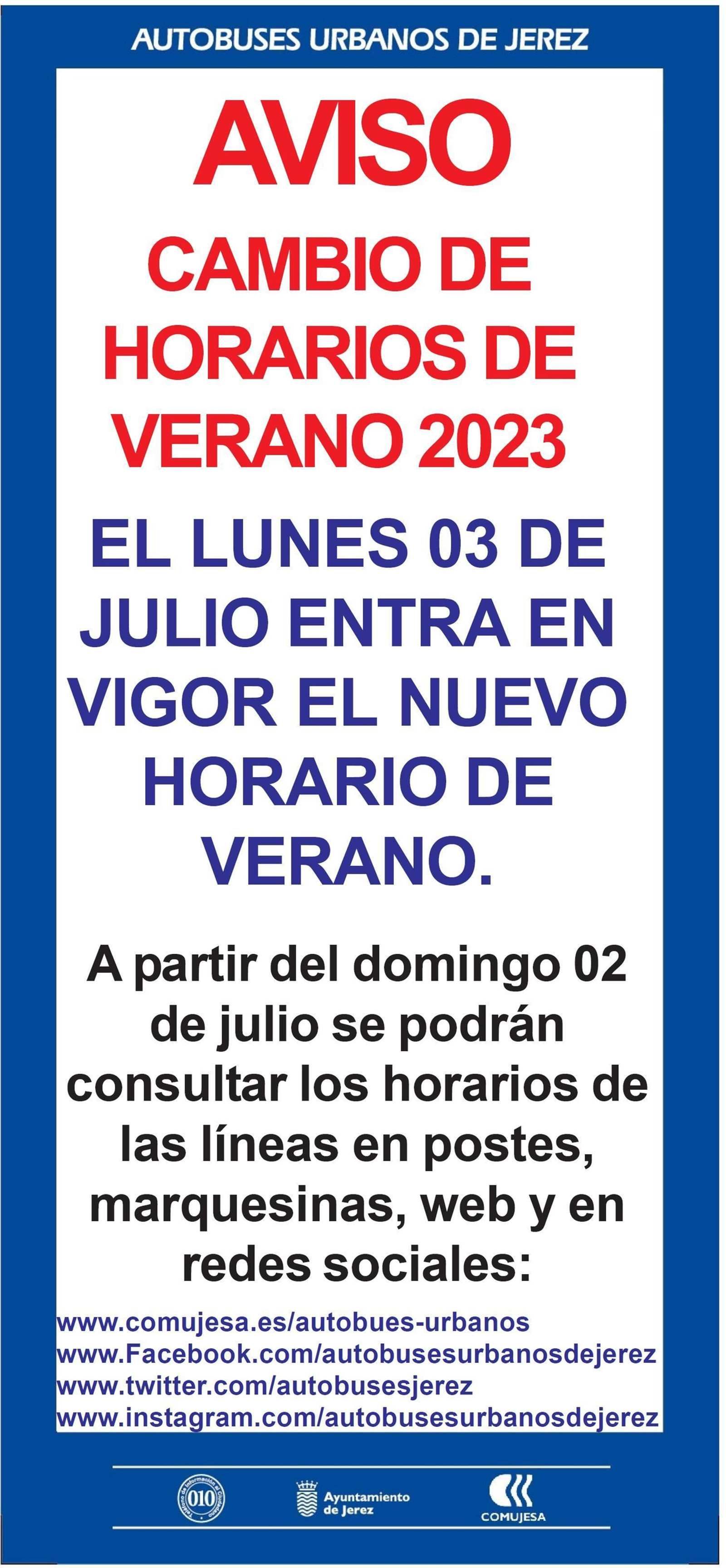 Cartel que anuncia el cambio de horarios en los postes y marquesinas del autobús urbano. Cartel que anuncia el cambio de horarios en los postes y marquesinas del autobús urbano.
