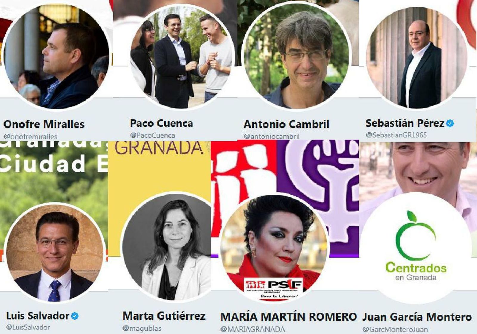 La imagen de perfil en Twitter que tienen estos ocho candidatos a la Alcaldía.