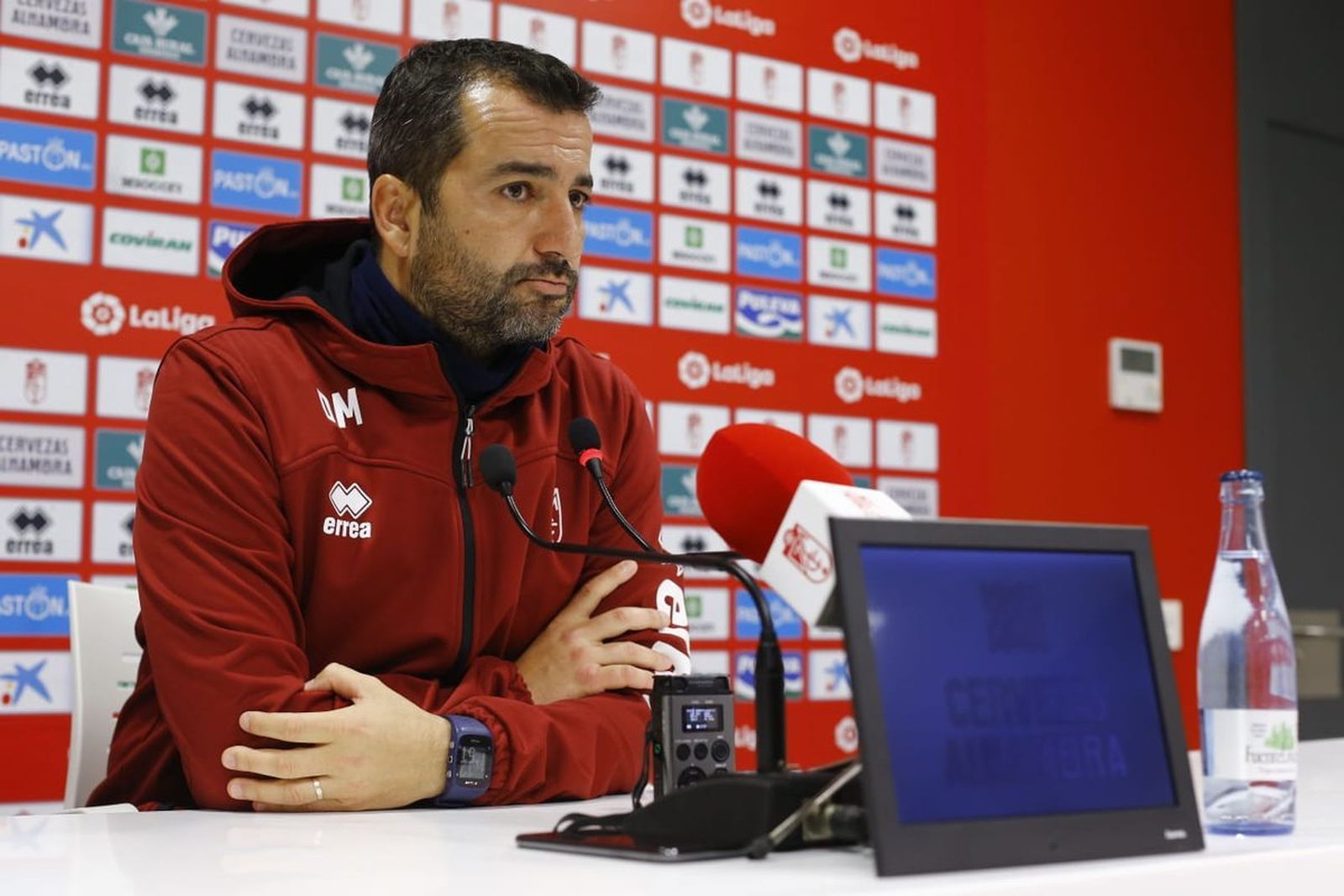 Diego Martínez, entrenador del Granada CF, durante la rueda de prensa previa al choque en Málaga.
