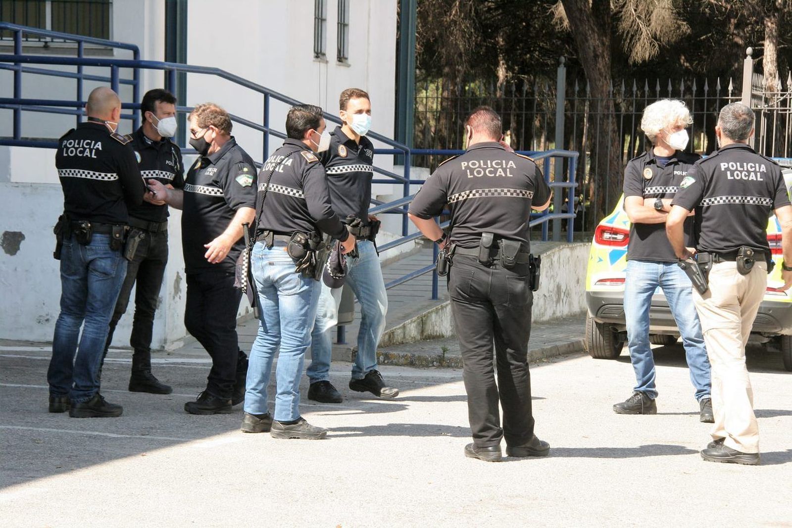 Una de las última protestas de la Policía Local en la Jefatura, con agentes ataviados con pantalones de paisano.
