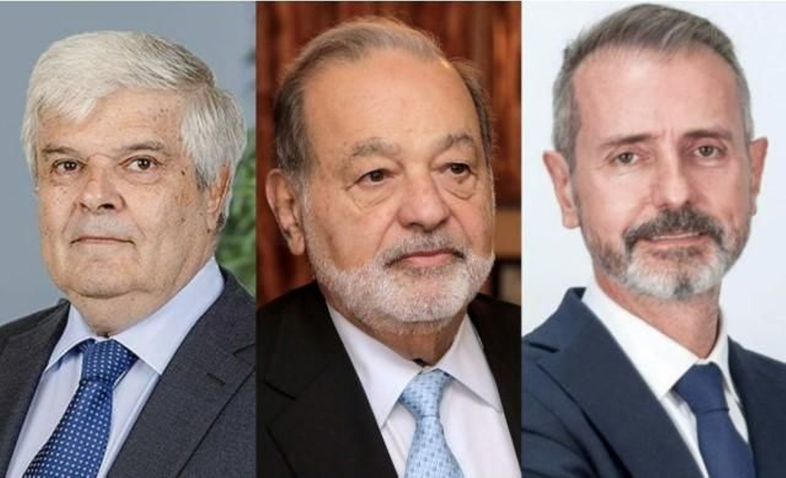 Juan Hurtado Vicuña, presidente de Entel; Carlos Slim, presidente de América Móvil; y Marc Murtra, presidente de Telefónica.