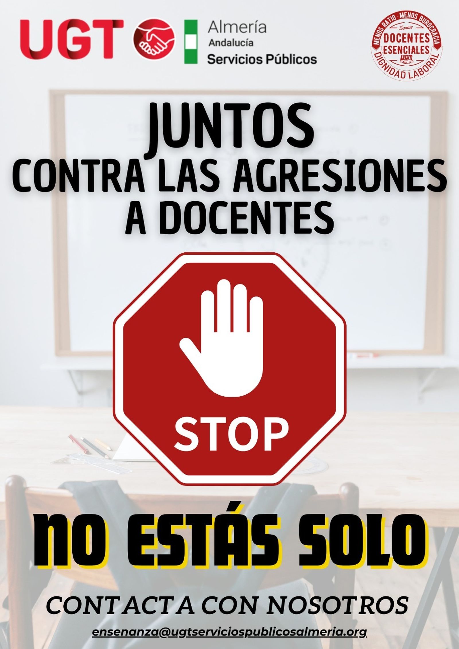 UGT sugiere crear un teléfono específico para canalizar las denuncias por agresión y acoso en las aulas