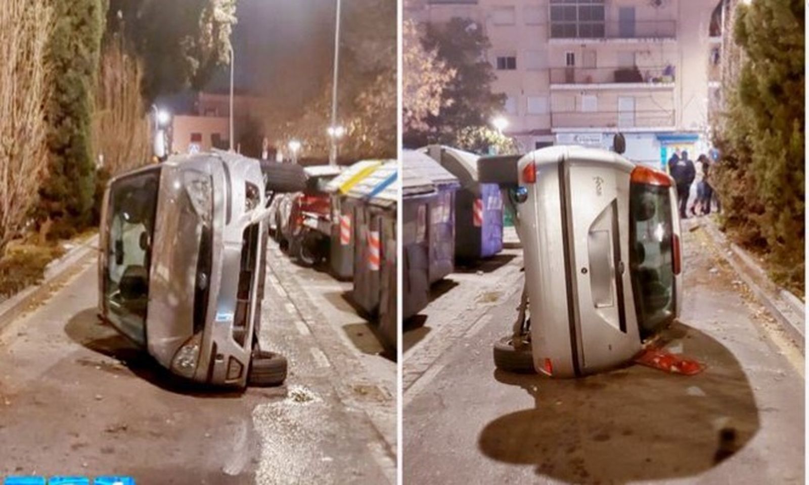 ¿Cómo ha volcado este coche en una calle estrecha de Granada?