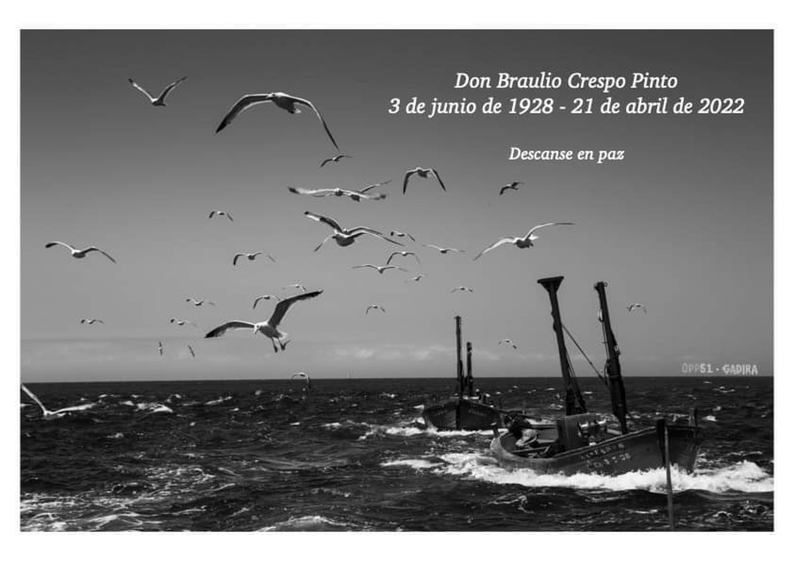 Esquela de la OPP51 tras el fallecimiento Braulio Crespo.