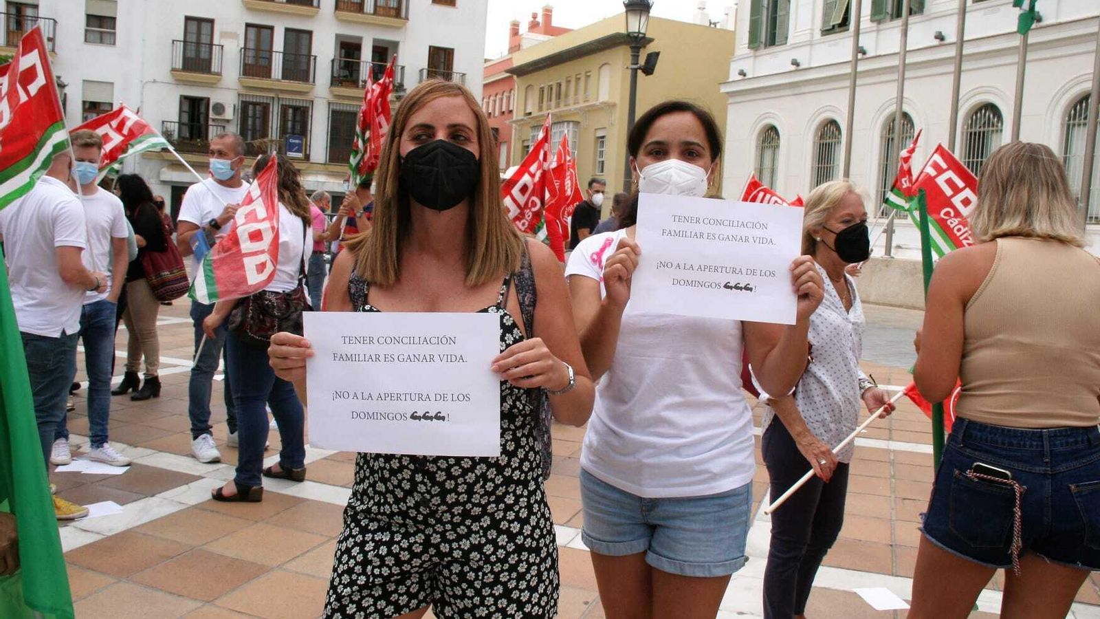 Otro momento de la protesta a favor de la conciliación de la vida laboral y familiar.