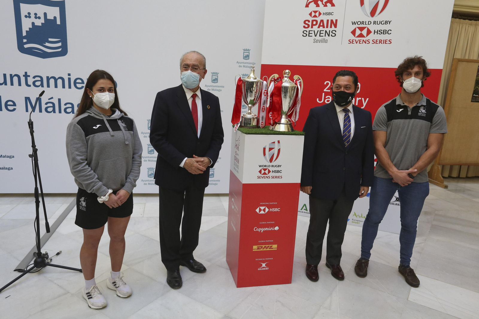 La presentación de las HSBC World Rugby Sevens Series en Málaga, en fotos