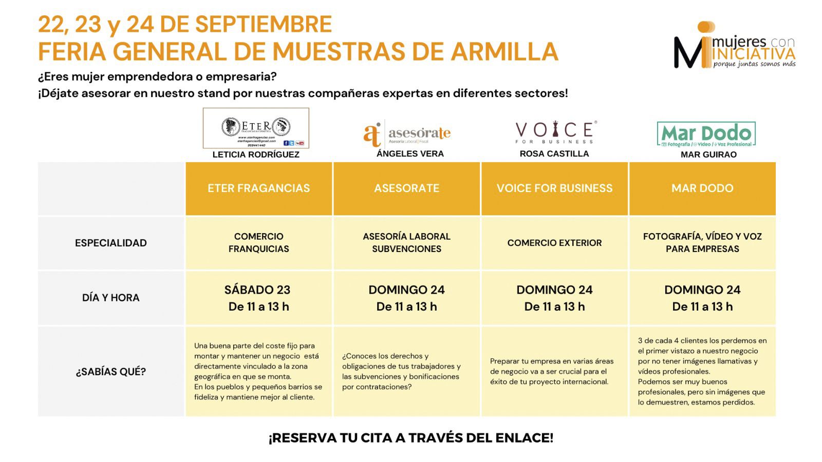 Las interesadas podrán obtener información acerca de los programas y actividades que realiza Mujeres con Iniciativa