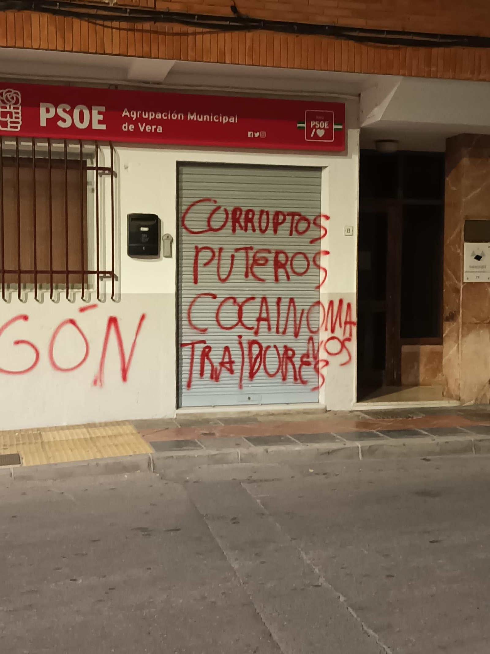 La sede del Partido Socialista de Vera ha vuelto a ser vandalizada