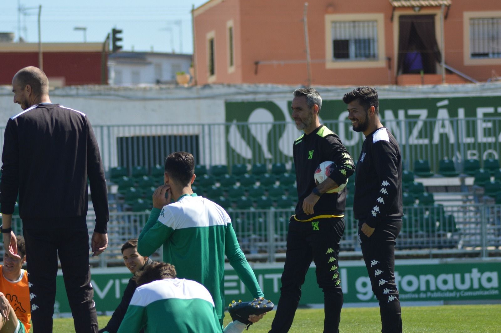 Abel Gómez, durante un entrenamiento del Sanluqueño esta semana.