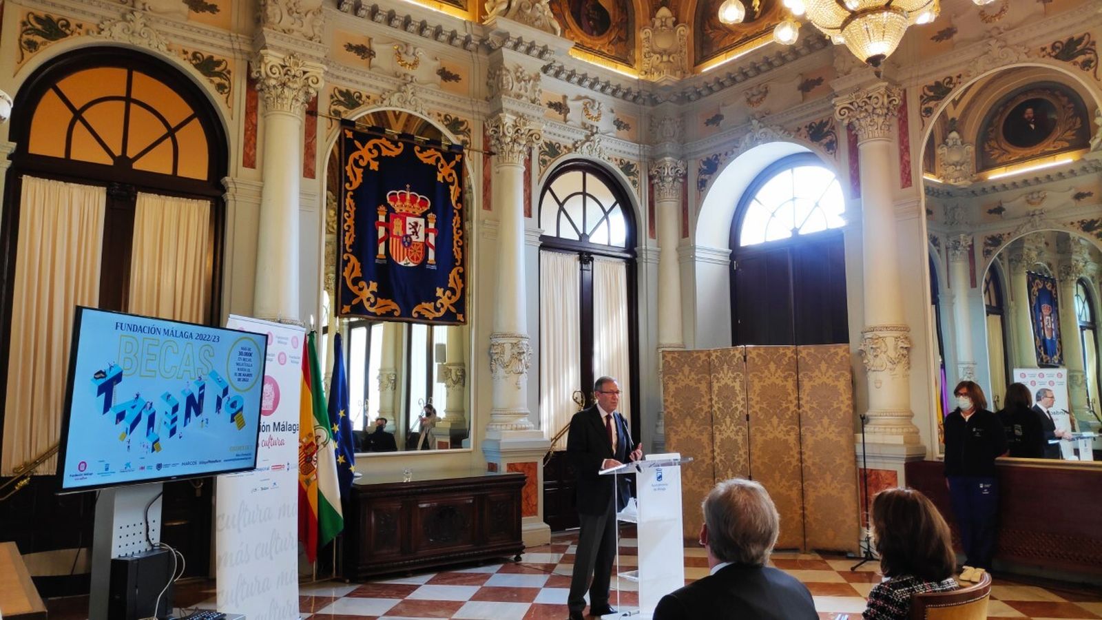 El presidente de Fundación Málaga, Juan Cobalea, en el acto de este jueves.