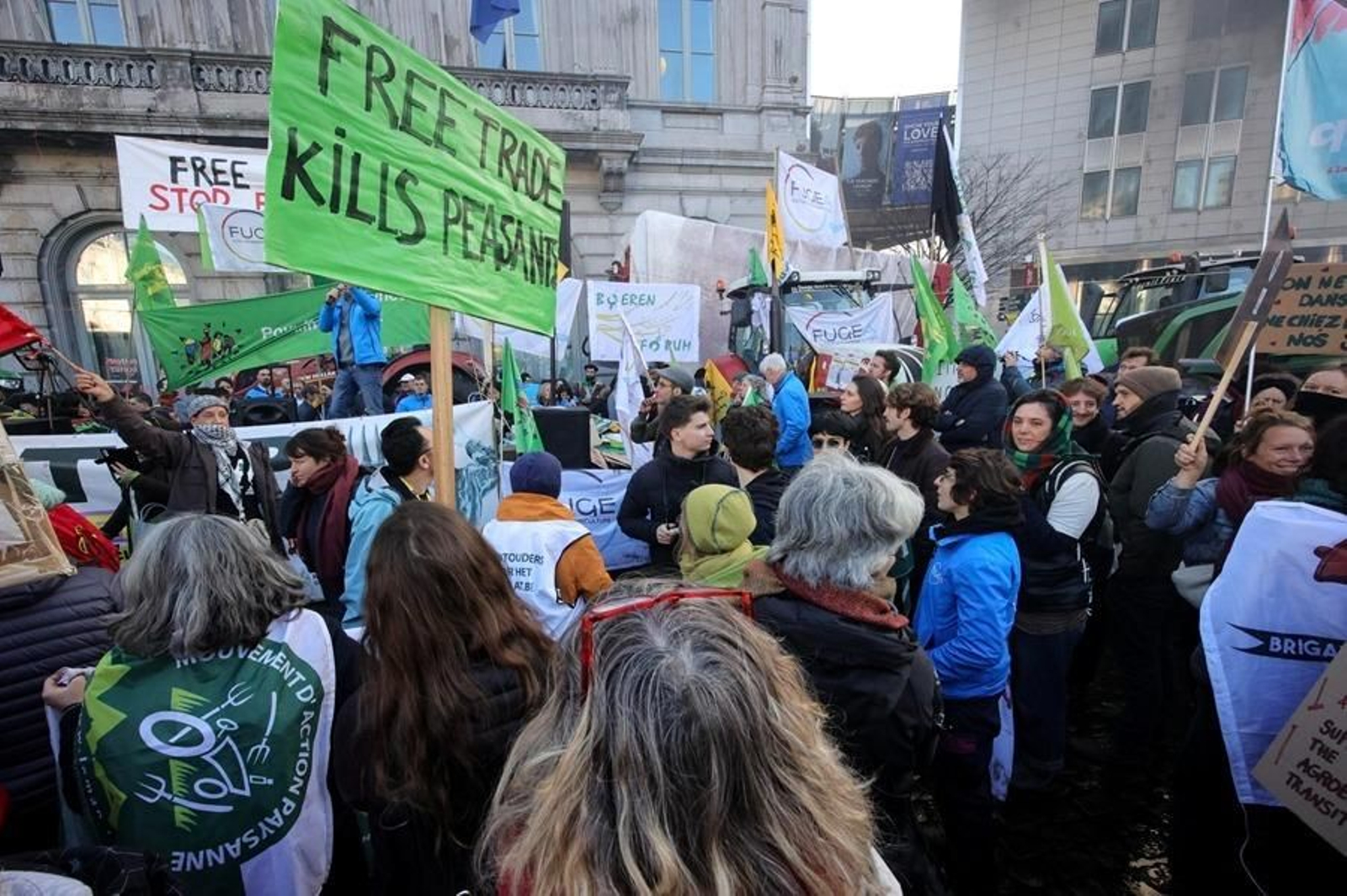 Protestas de agricultores en Bruselas contra el acuerdo UE-Mercosur en una imagen de archivo.