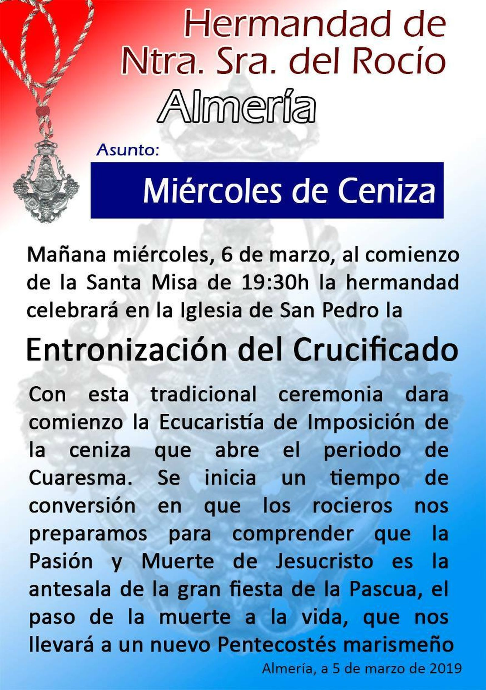 Cartel del evento de hoy.