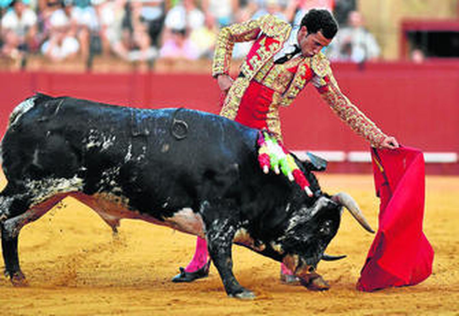 David de Miranda, en un natural en su actuación del 21 de junio del año pasado en la plaza de Sevilla.