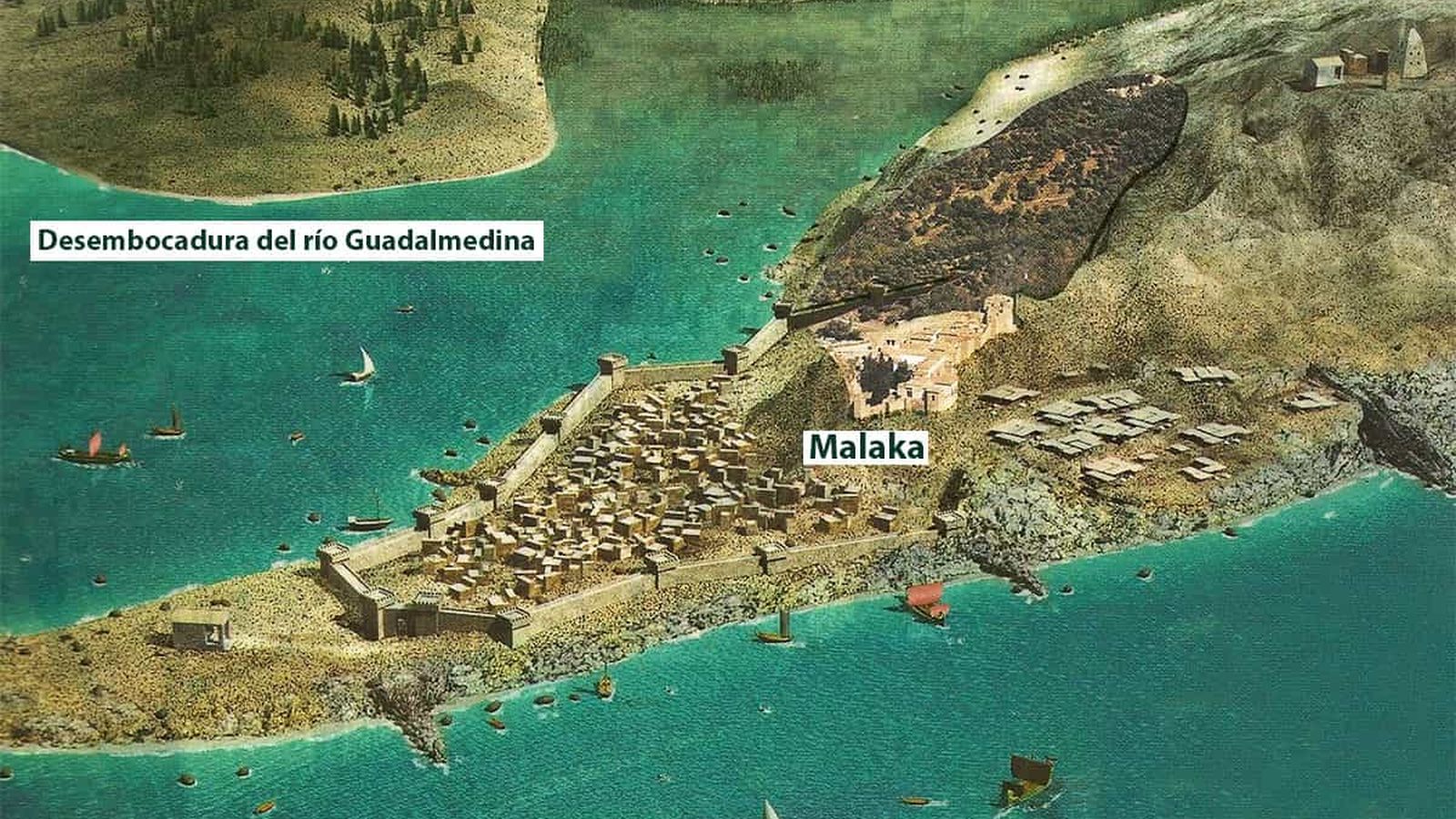 Recreación de la ciudad durante la época fenicia.