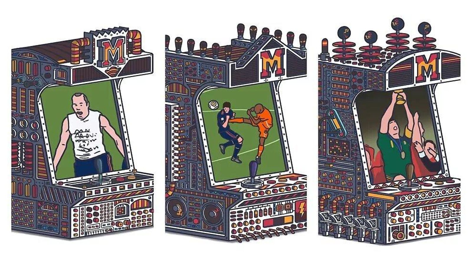 Imagen de las tres recreativas diseñadas por Arrés