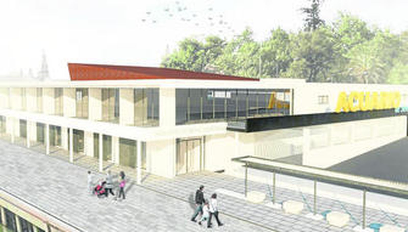 Así quedará la fachada exterior del acuario que mira al río en el Muelle de las Delicias.