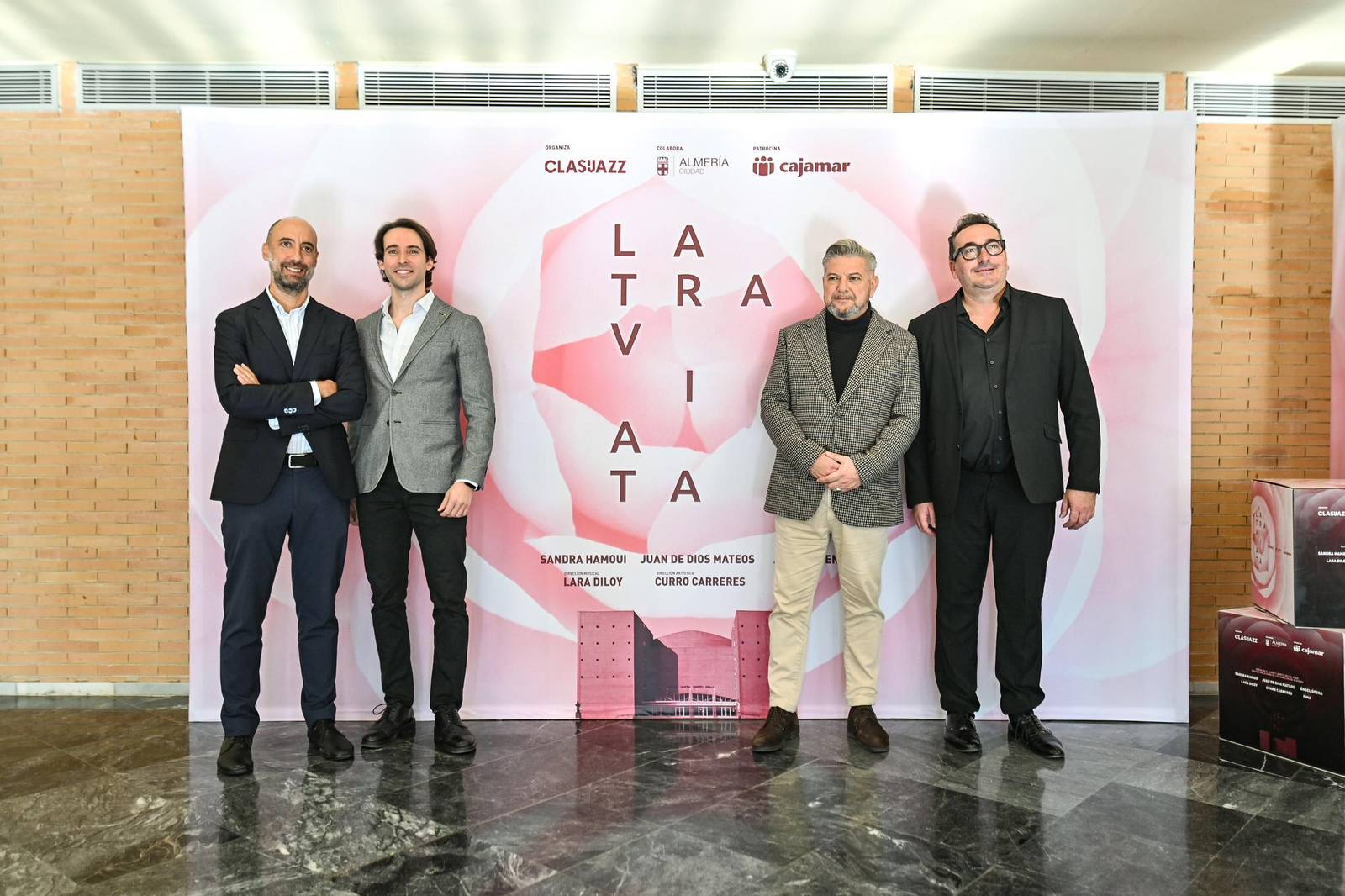 Antonio Pérez Abraira, Juan de Dios Mateos, Diego Cruz y Pablo Mazuecos presentando ‘La Traviata’.