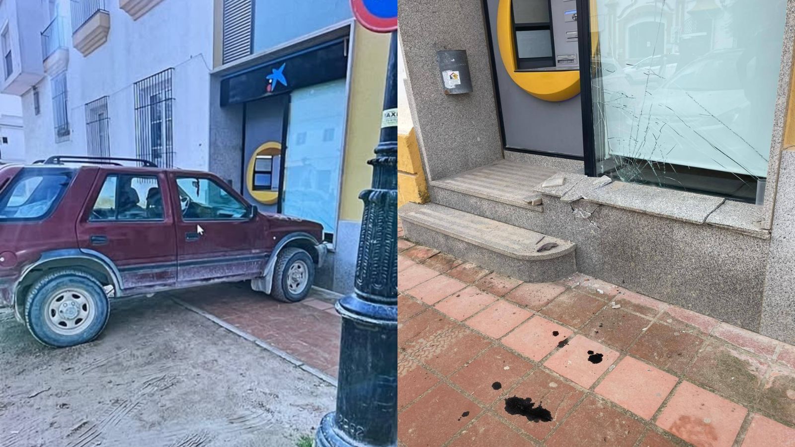 Un vehículo se empotra contra un banco en El Rocío.