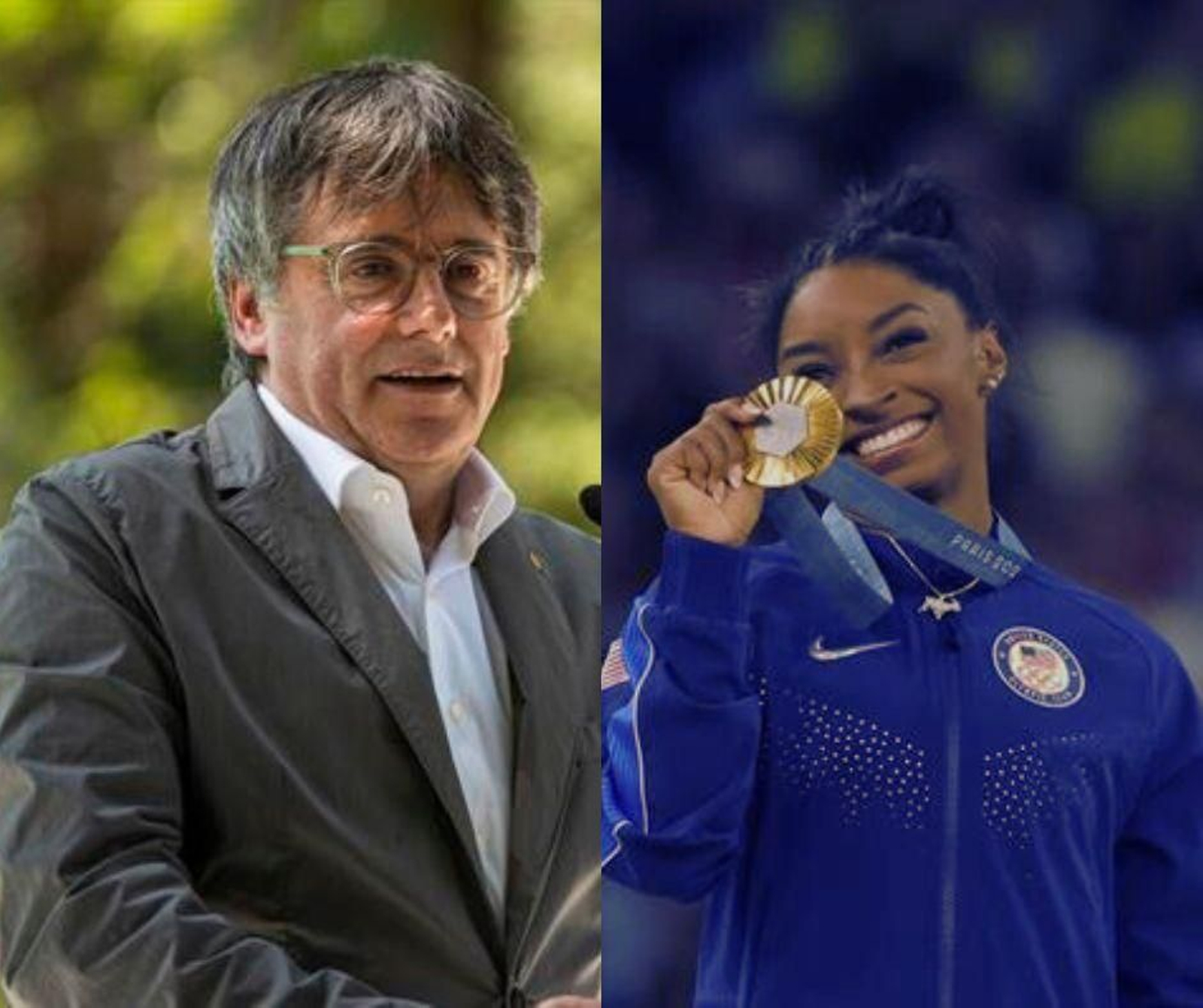 Carles Puigdemont y Simon Biles.