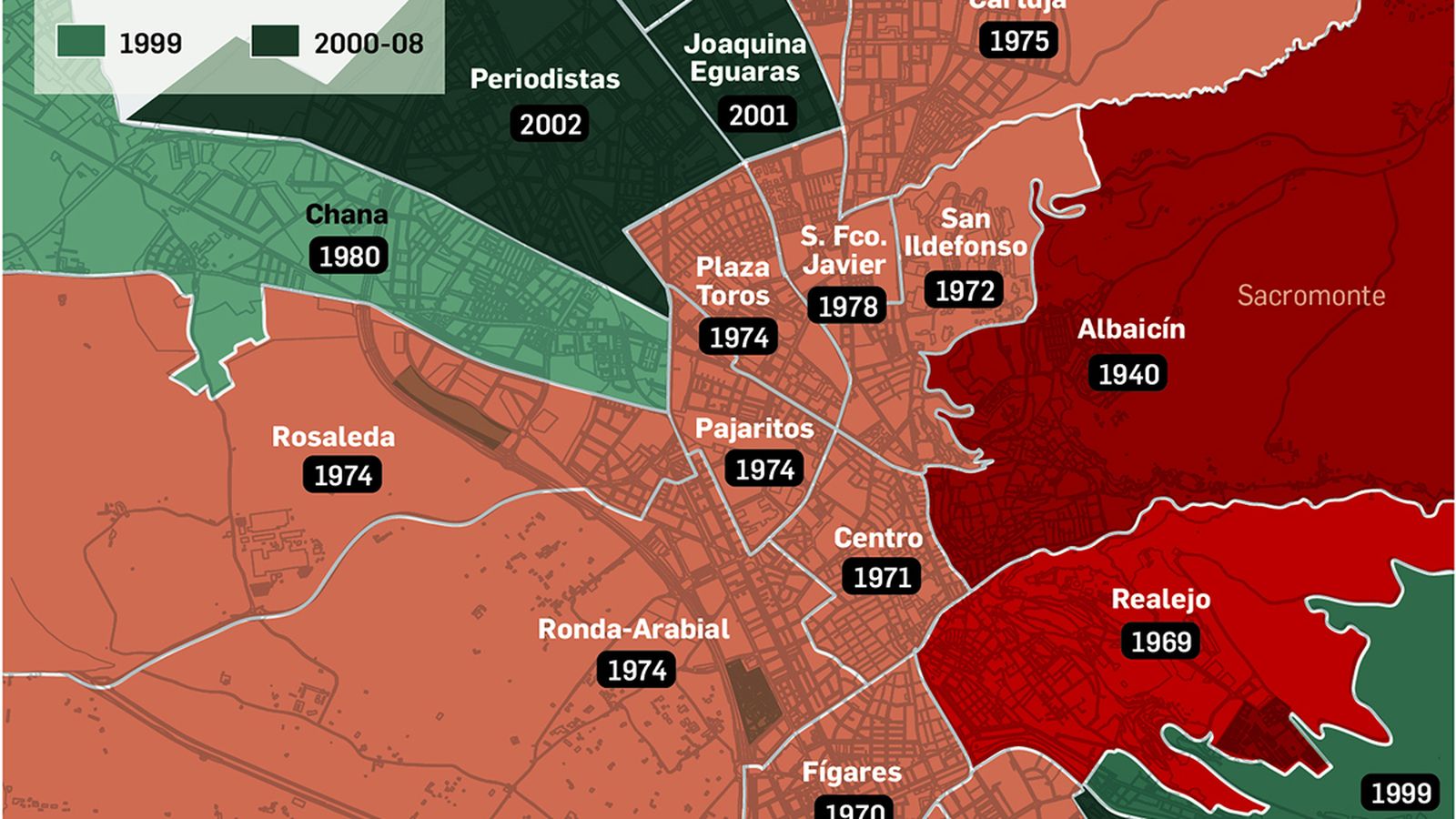 El año de construcción media de los edificios por distritos