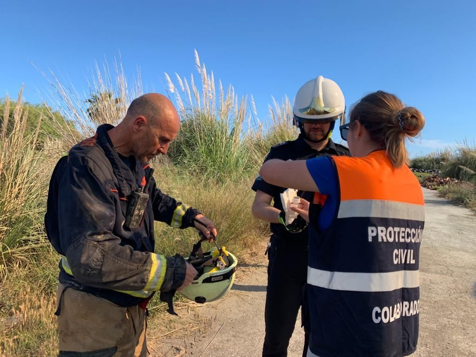 Bomberos y protección civil trabajando en la zona.