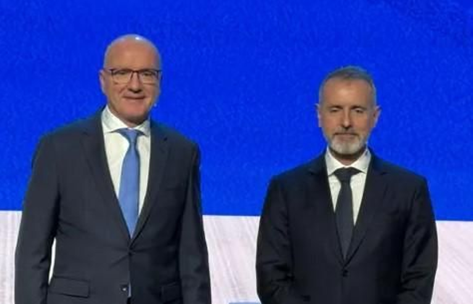 Emilio Gayo (izqda.) y Marc Murtra (dcha.), consejero delegado y presidente de Telefónica.