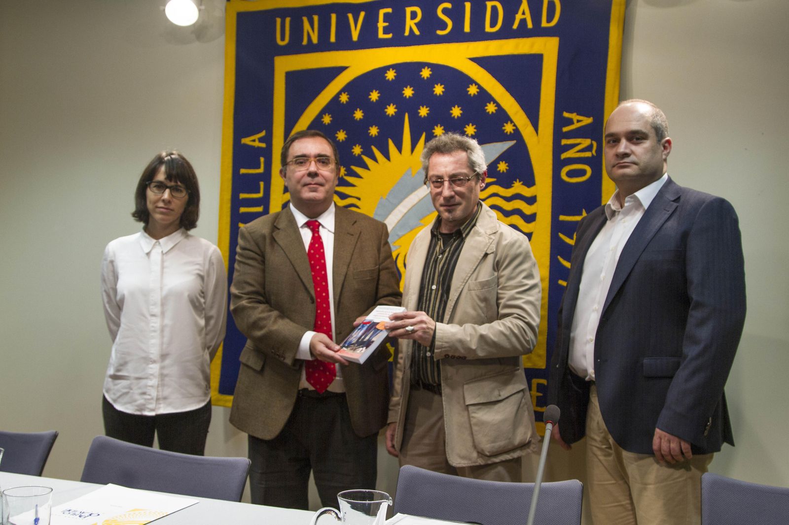 Anna Sanmartín, Vicente Guzmán, Juan Agustín Morón y Miguel Ángel Rodríguez, en la Universidad Pablo de Olavide