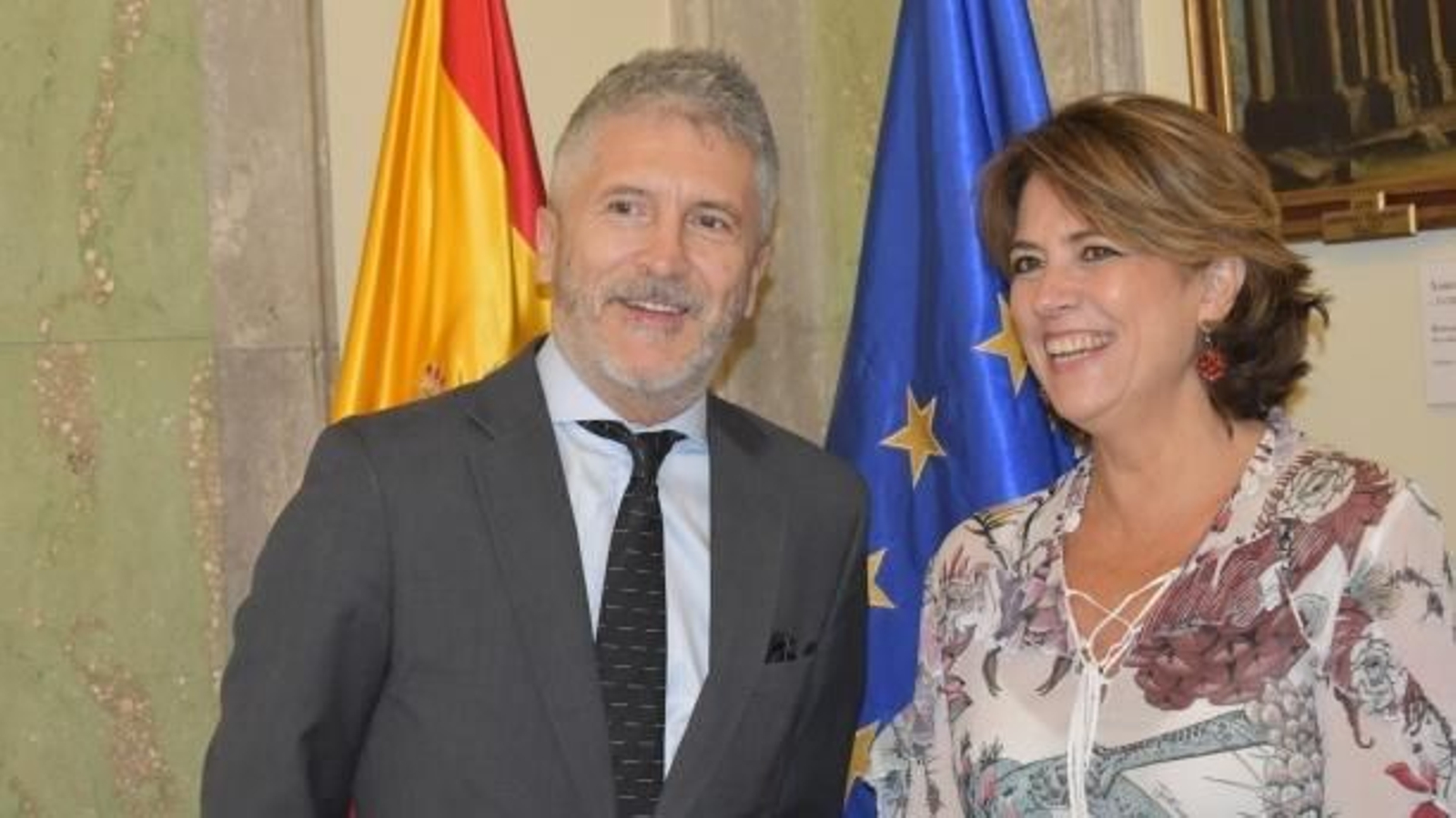 Los ministros de Interior y Justicia, antes de su reunión.