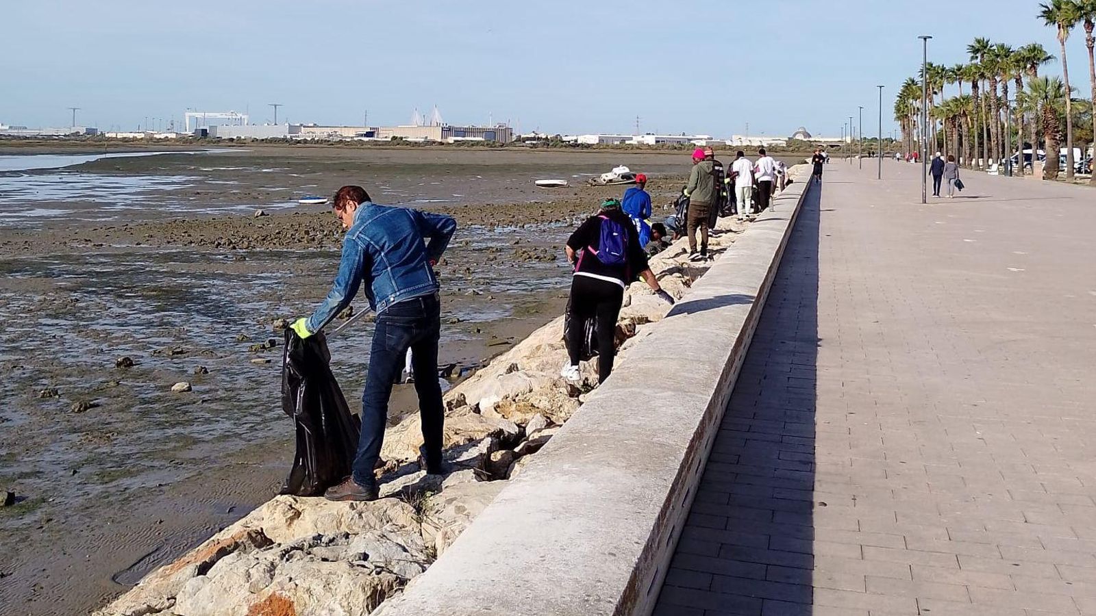Voluntarios de la Asociación en plena limpieza
