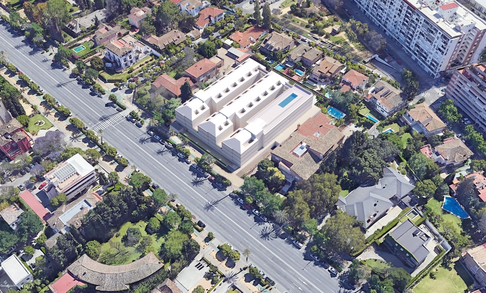 Recreación de la residencia que se levanta en el número 38 de la Palmera y su impacto.