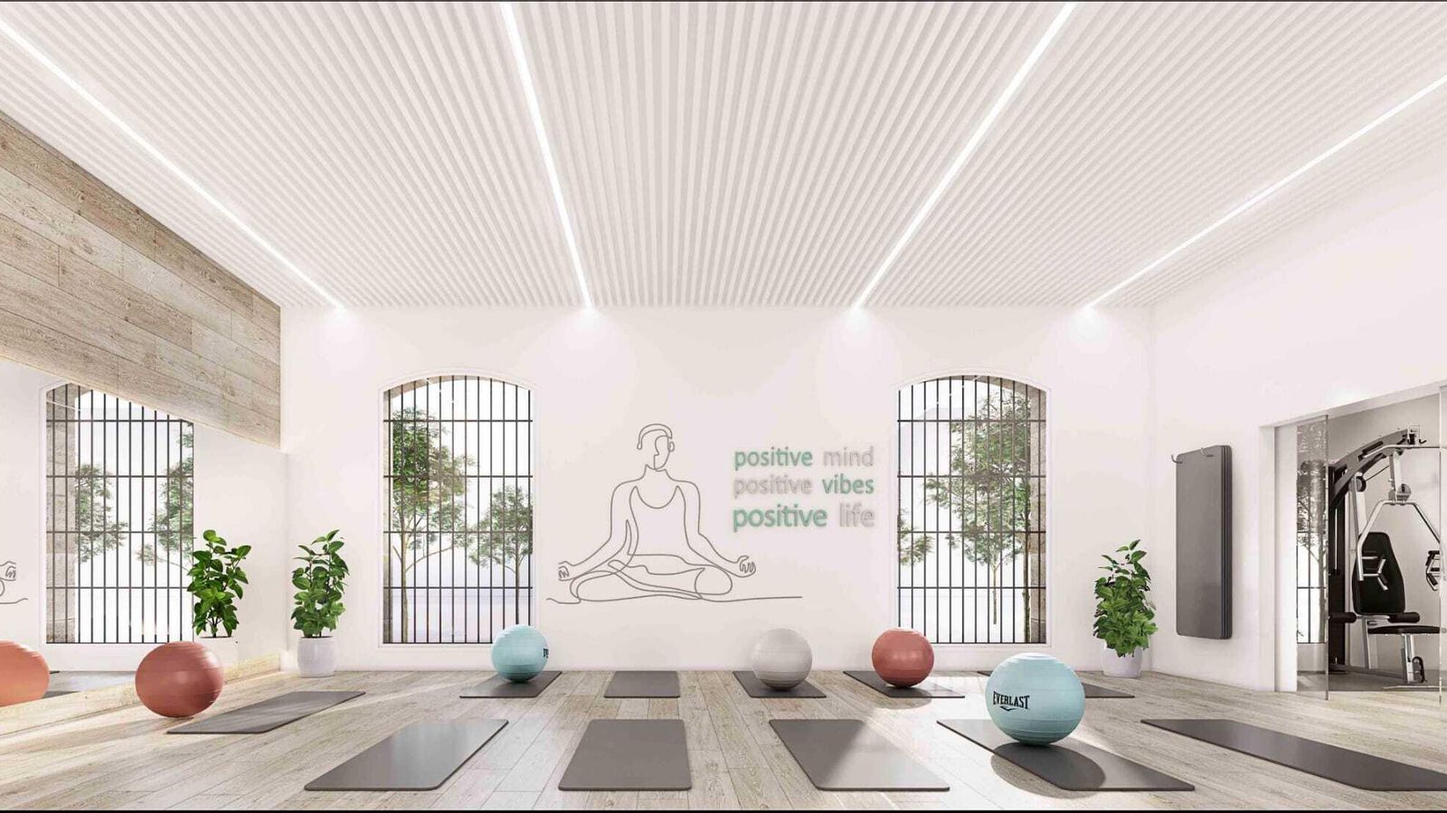 El espacio para la práctica de yoga.
