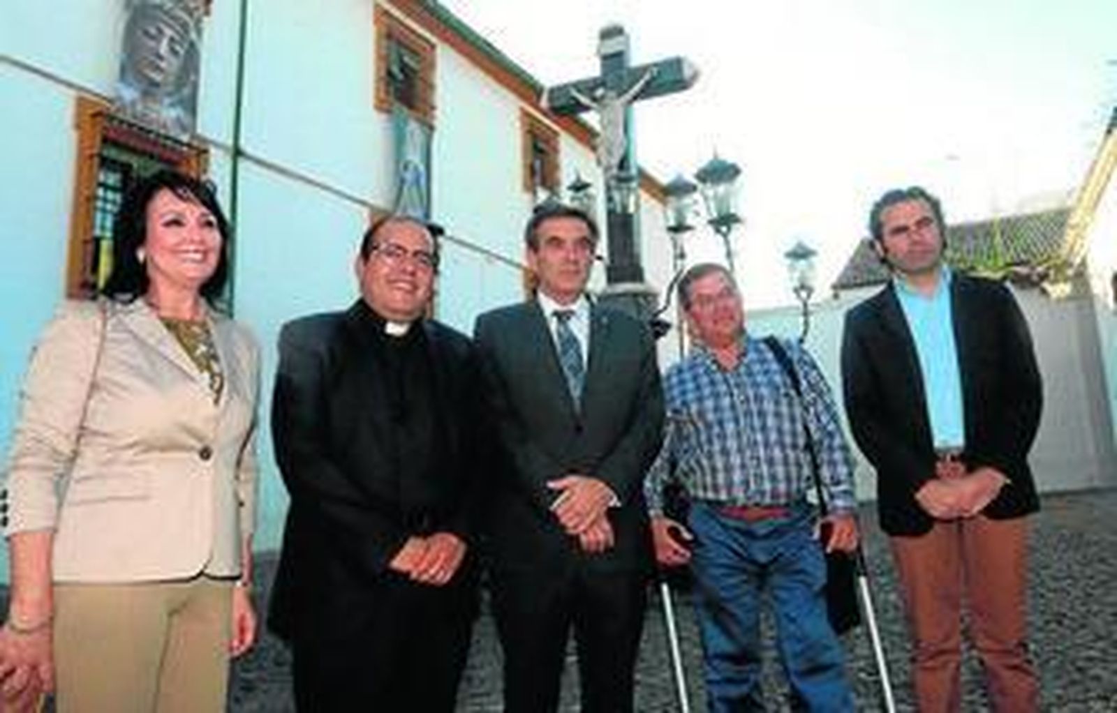 Varona, Jiménez, Gómez Sanmiguel, Luque y Mellado, ayer en la plaza de Capuchinos.