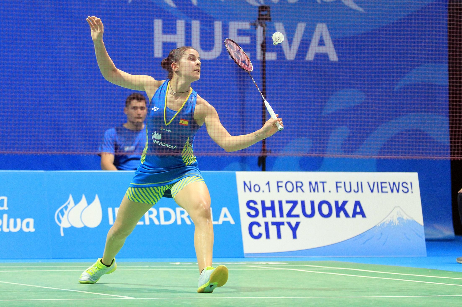 Carolina Marín devuelve un volante en el pasado Europeo celebrado en Huelva.