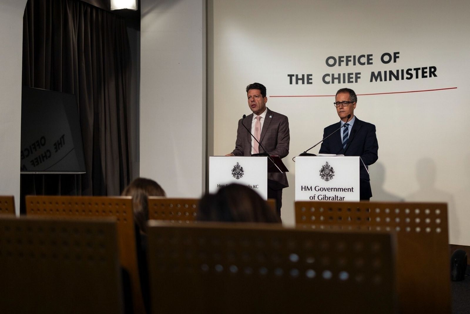 Fabian Picardo y Joseph García, durante la rueda de prensa.