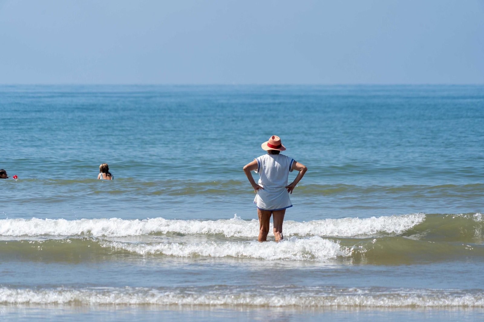 Ambiente de las playas de Punta Umbría la mañana del sábado 9 de agosto