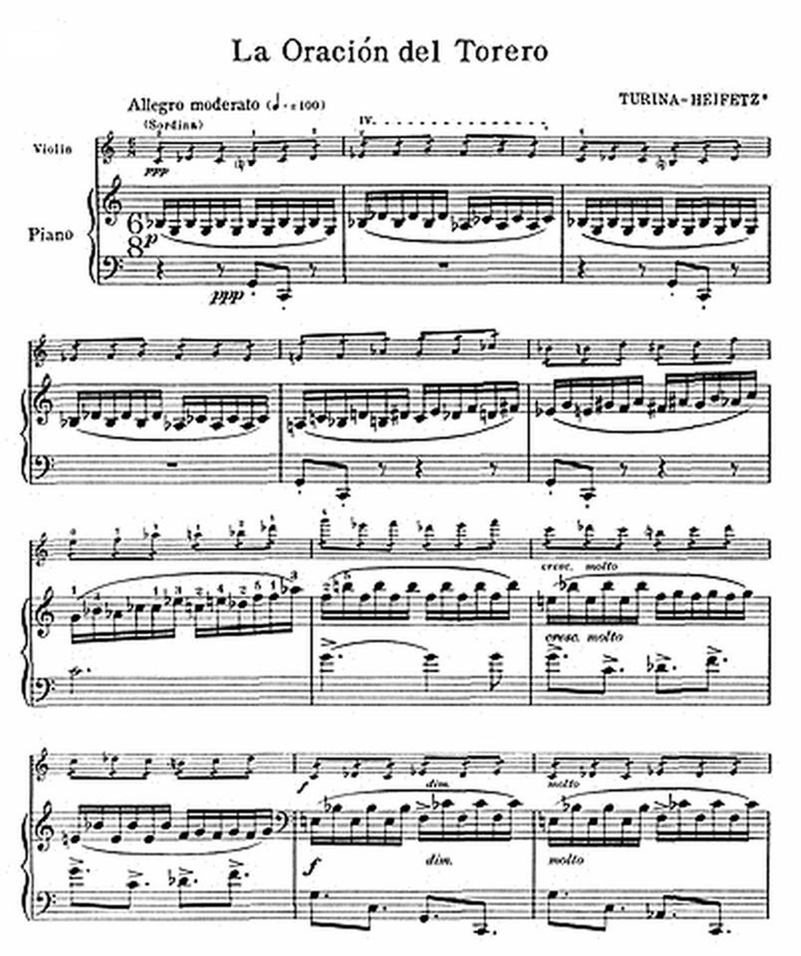 Partitura Oración del Torero