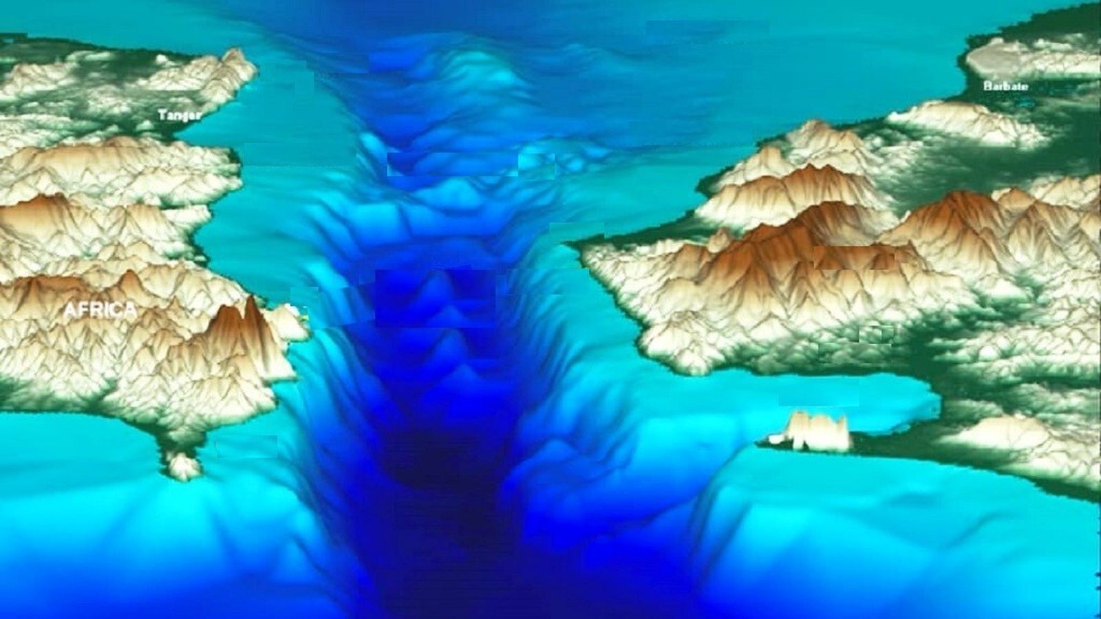 El Estrecho con sus relieves.