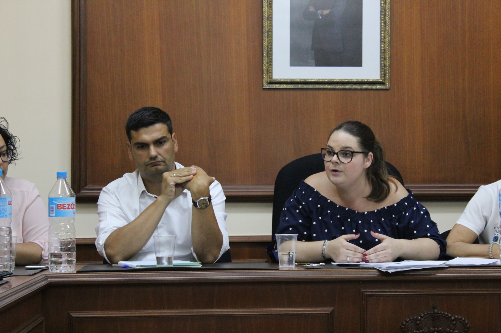 Martín Morales (TPLG) y María Isabel López (PSOE) en un pleno de esta legislatura,
