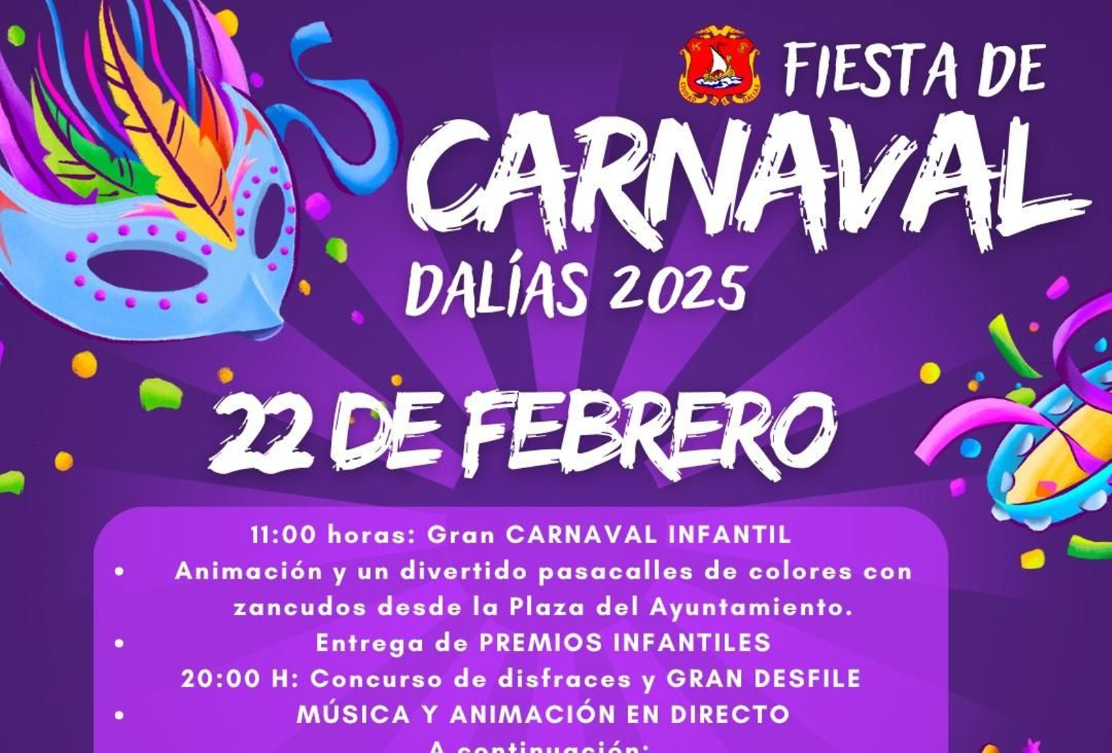 Cartel de la actividad de Carnaval en Dalías.