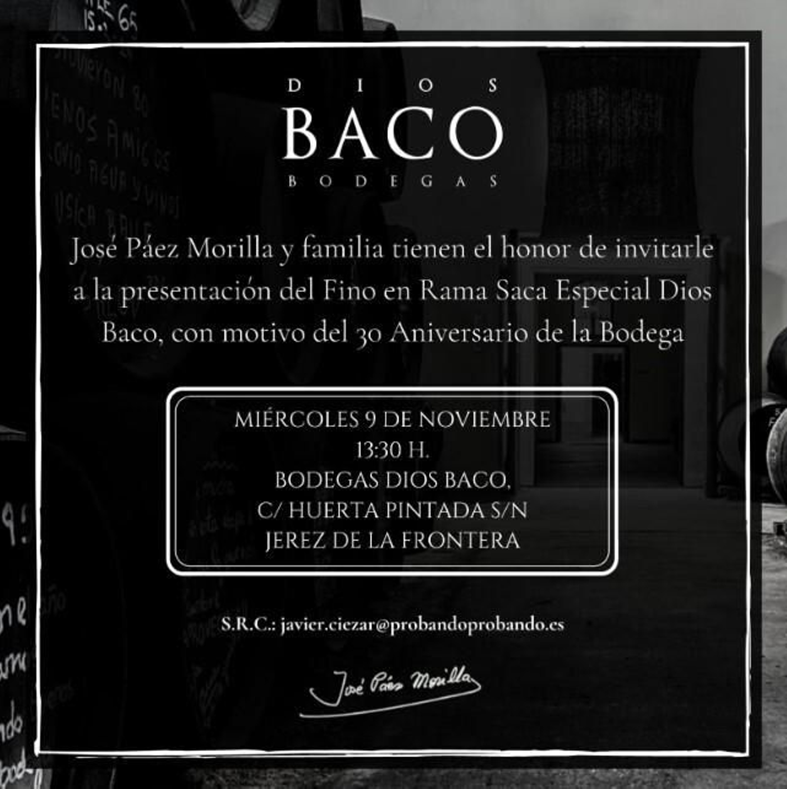 Presentación de la saca especial de Fino En Rama por el 30 aniversario de Bodegas Dios Baco.