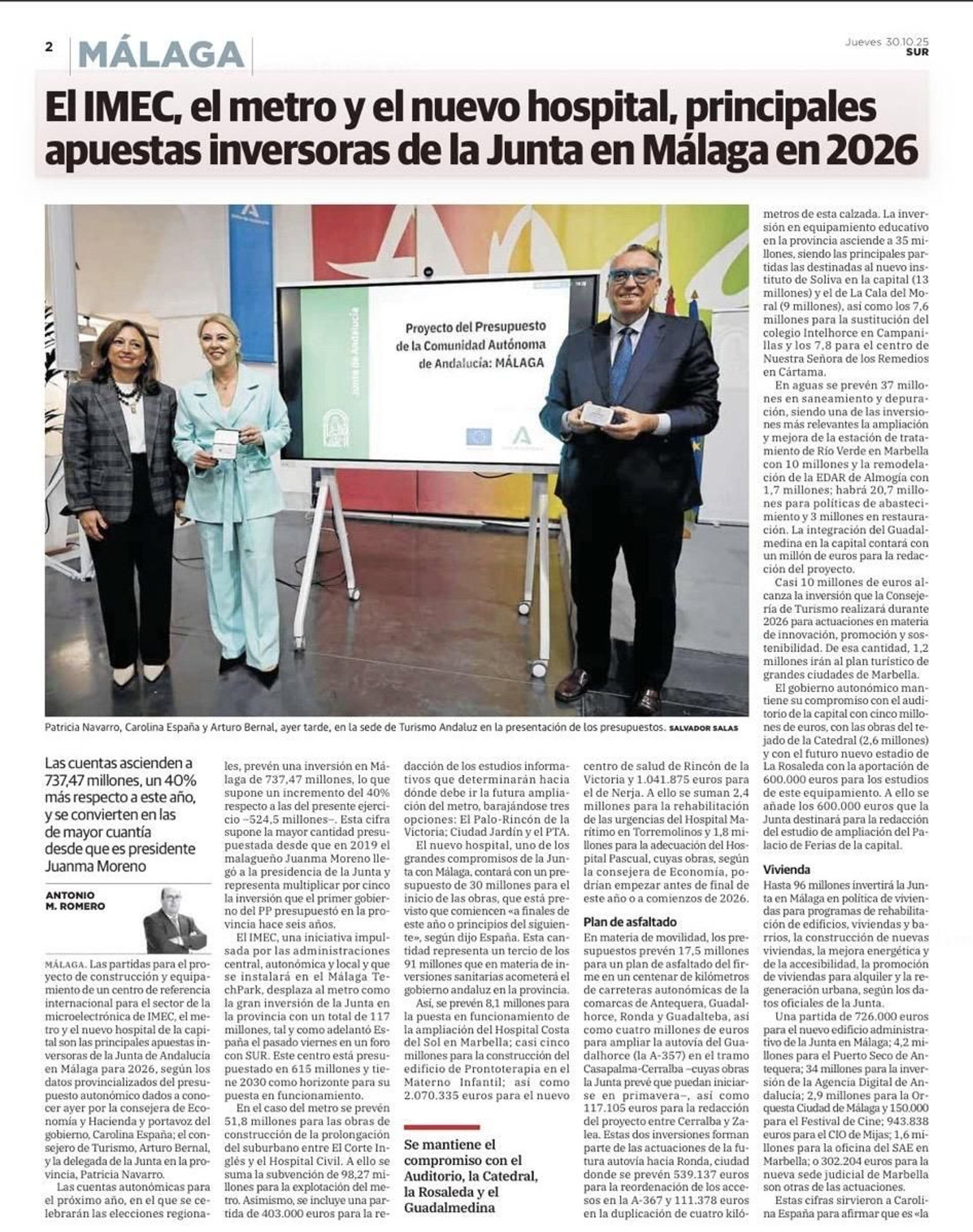 Versión malagueña de los presupuestos de la Junta