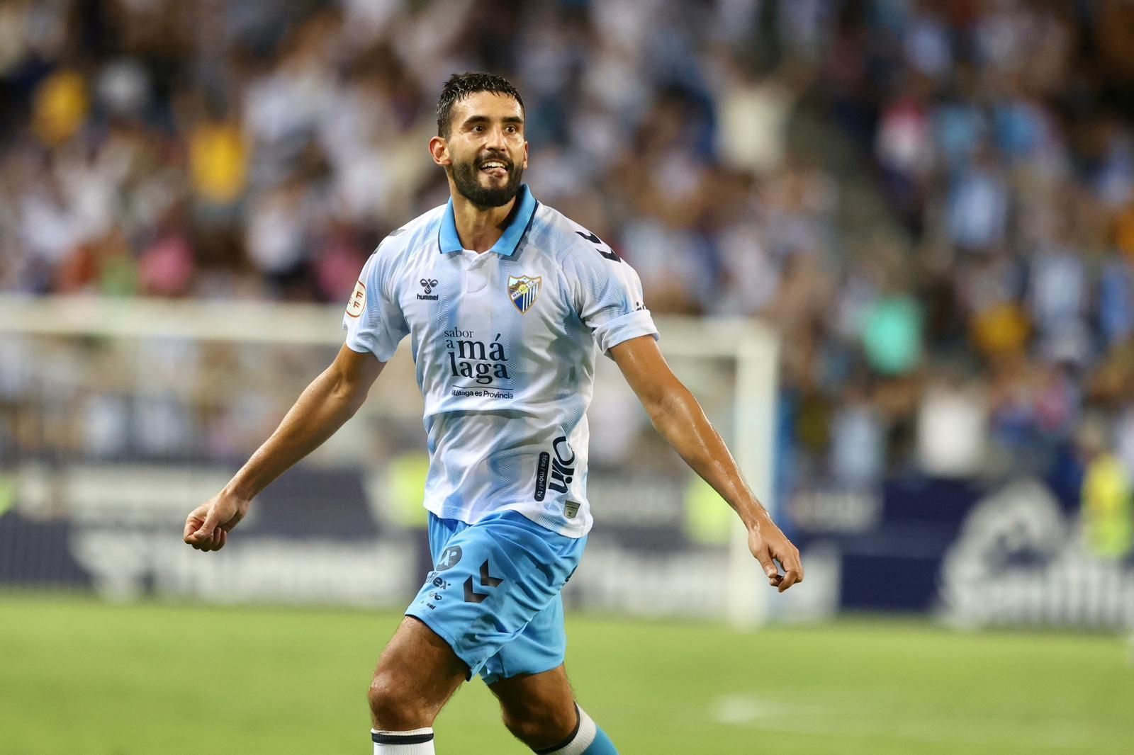 Einar Galilea celebra el gol que dio la victoria ante el Atlético B.