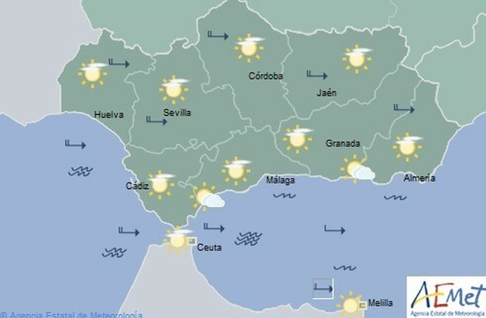 Previsión de Aemet para este lunes.