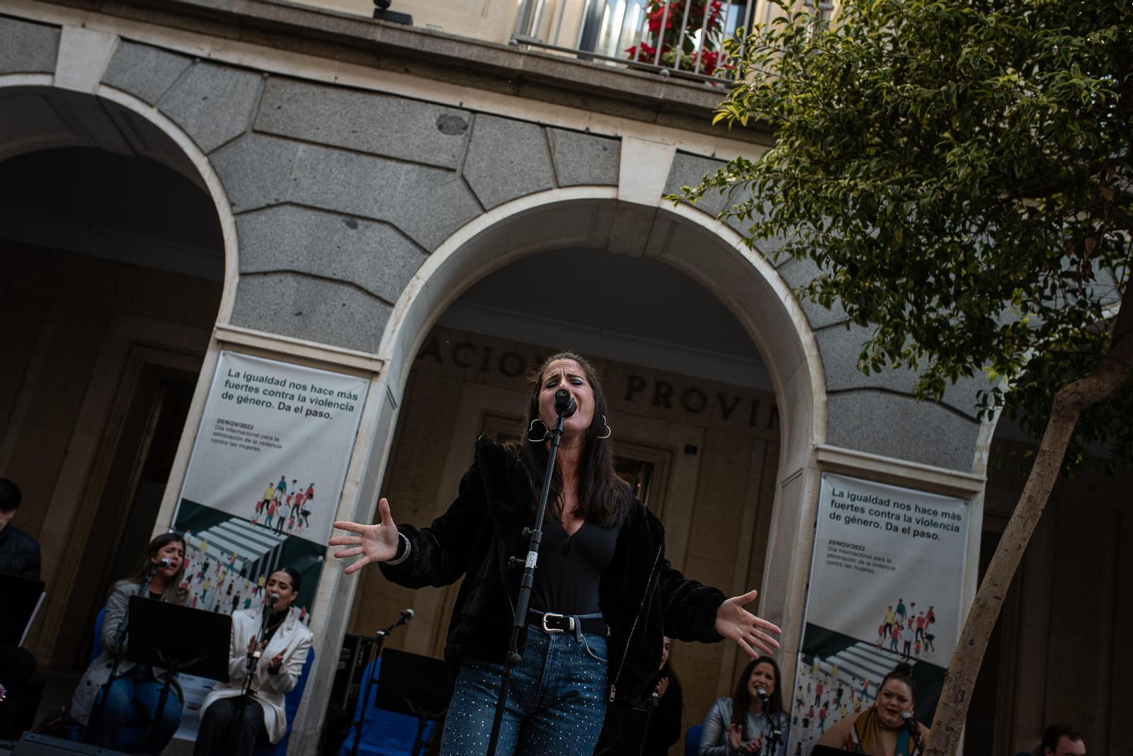 Imágenes de la Zambombá " Sones de Navidad" en la puerta de la Diputación