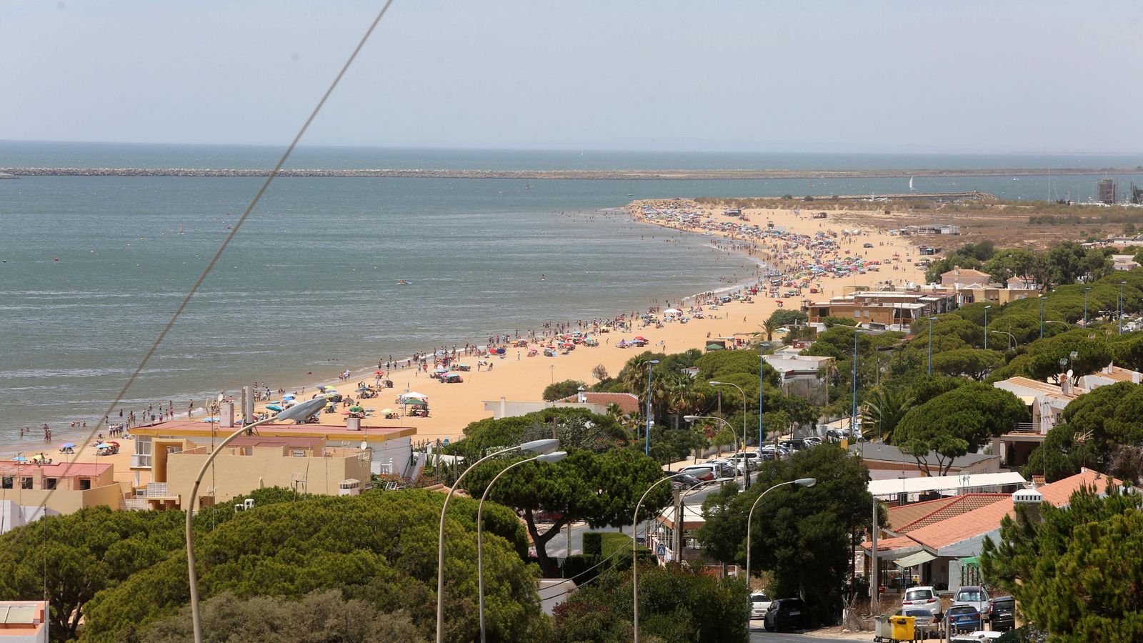 Vista aérea de la playa de Mazagón.